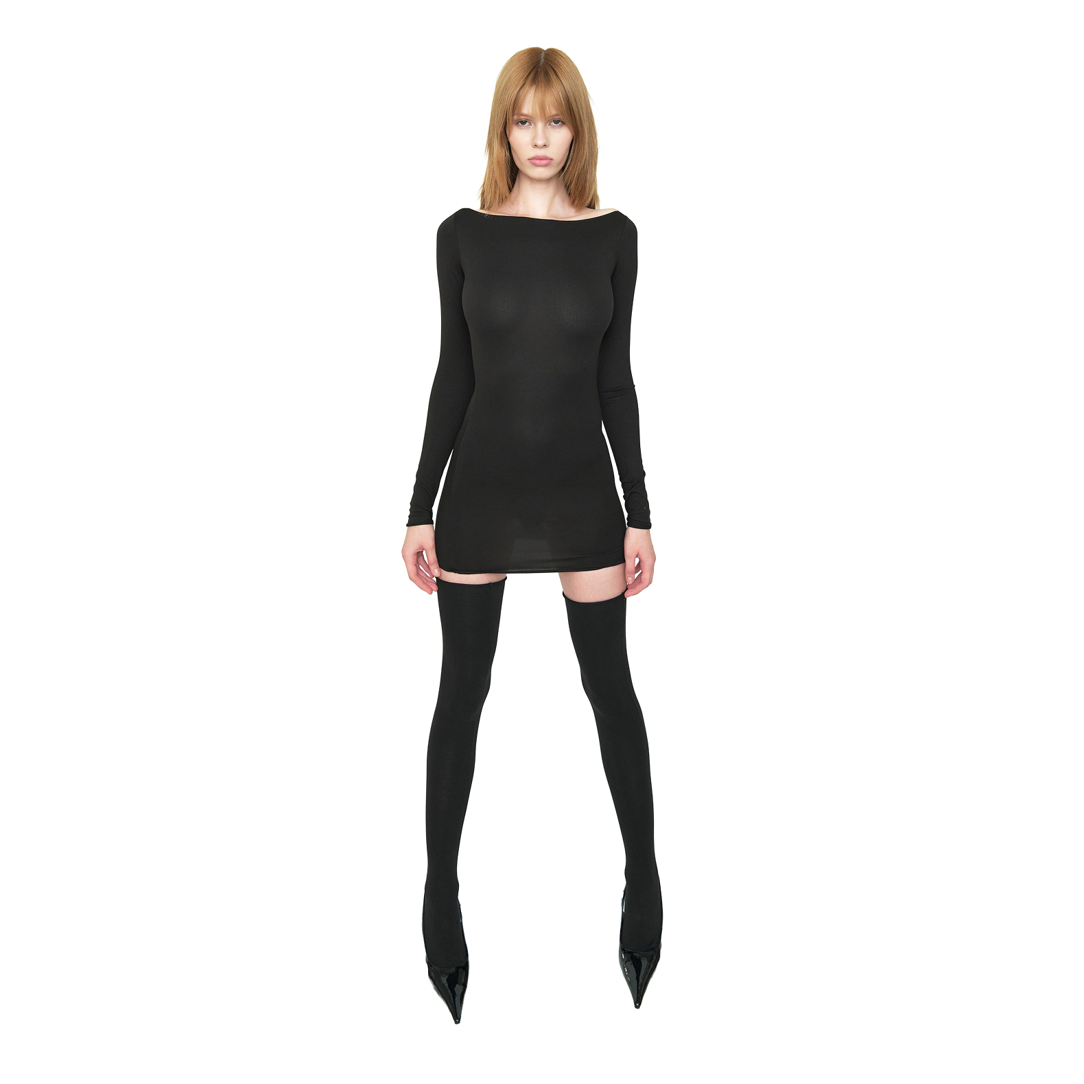SLIT NECK DRESS MINI, образ 3