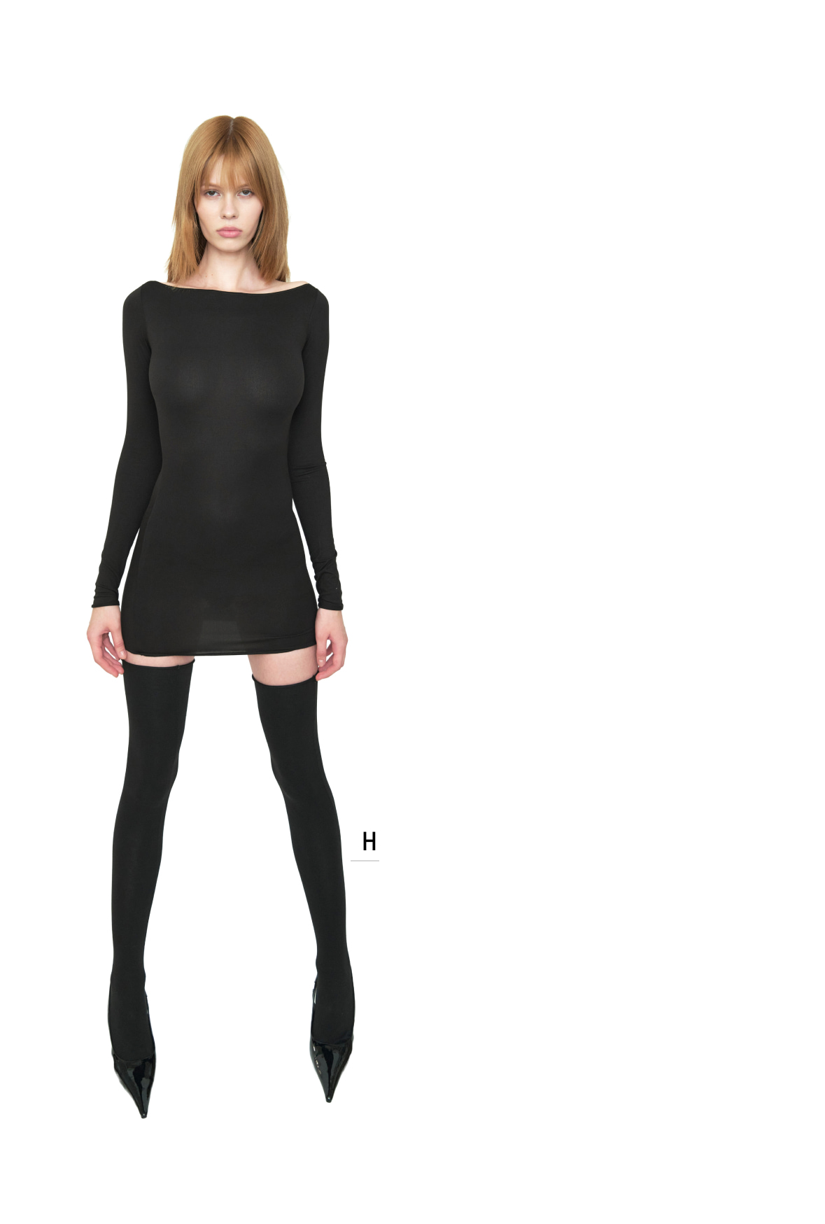 SLIT NECK DRESS MINI, образ 4